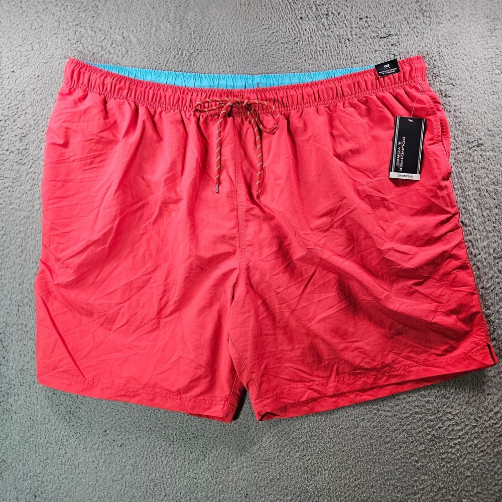 NWT Roundtree & Yorke Swim Trunks Board Shorts Men 4XB‎ Lined Red - NEW